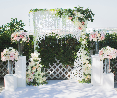 beautiful wedding ceremony in the park