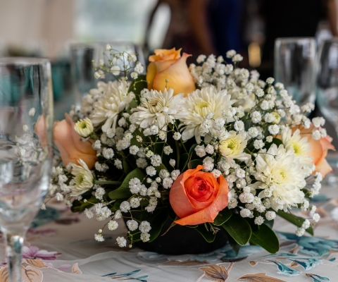 Beautiful bouquet with roses for a wedding ceremony