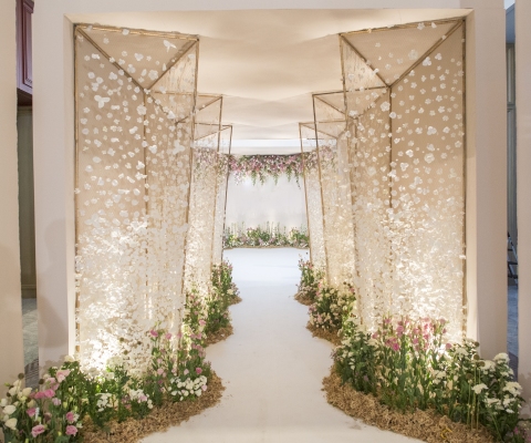 wedding backdrop with flower and wedding decoration