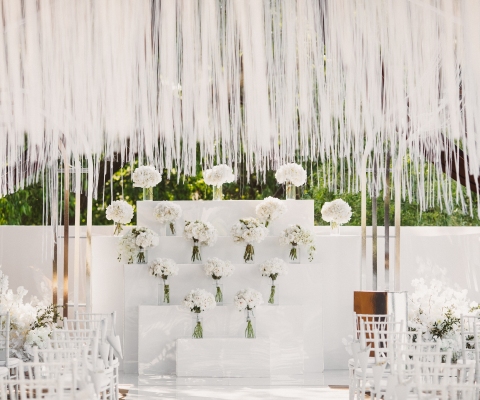 wedding ceremony in white style