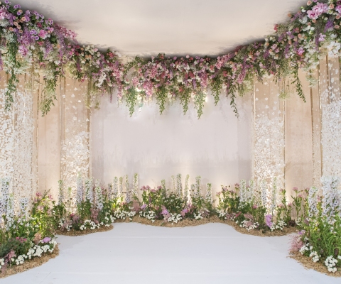 wedding backdrop with flower and wedding decoration