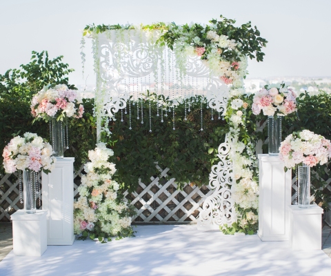 beautiful wedding ceremony in the park